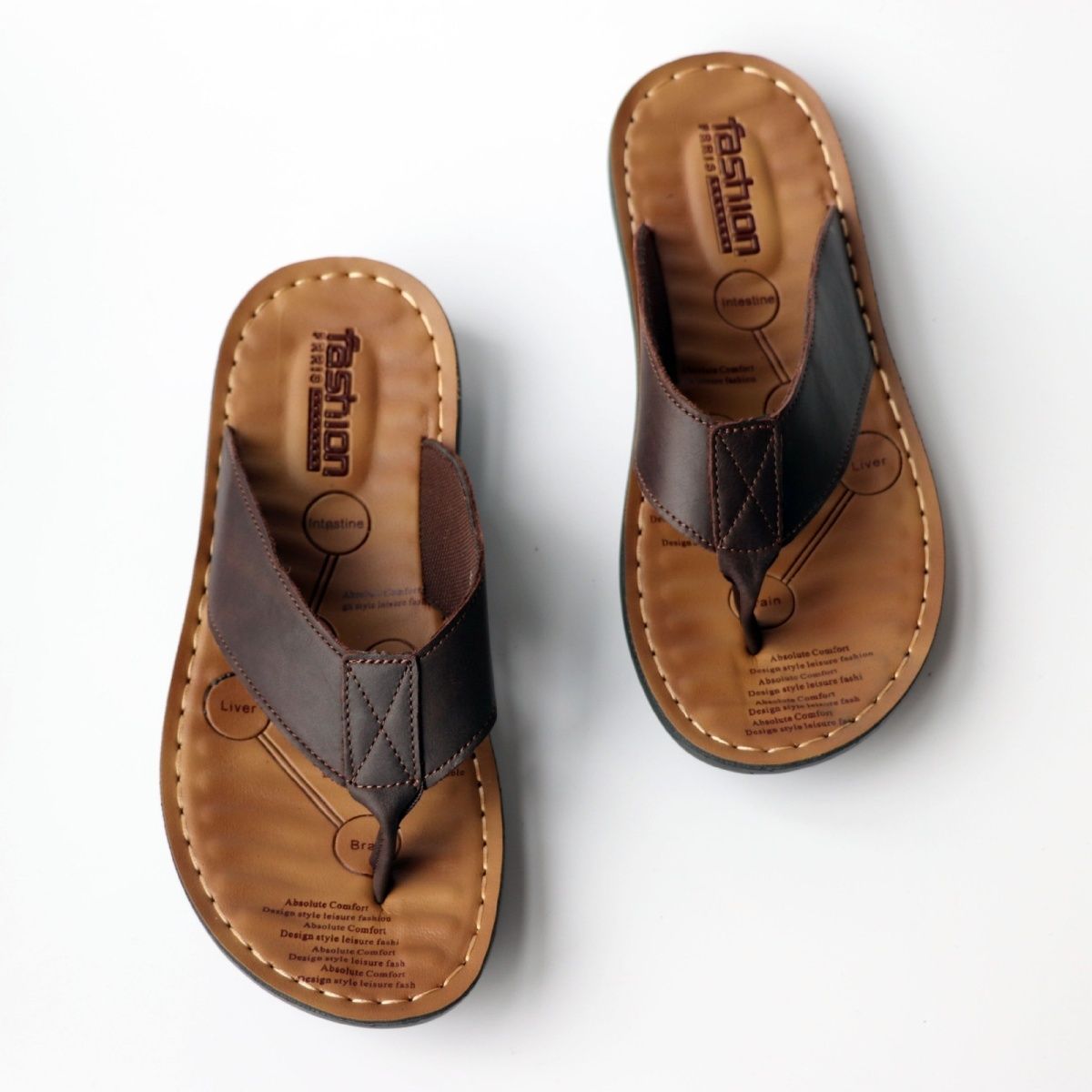 Summer Shoes Men Slippers Genu - Leather Work Flats บทวิจารณ์และราคา