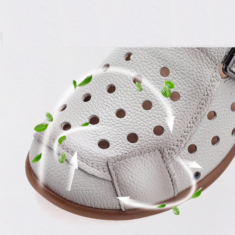 New Cow leather low heel sanda - Leather Work Flats บทวิจารณ์และราคา