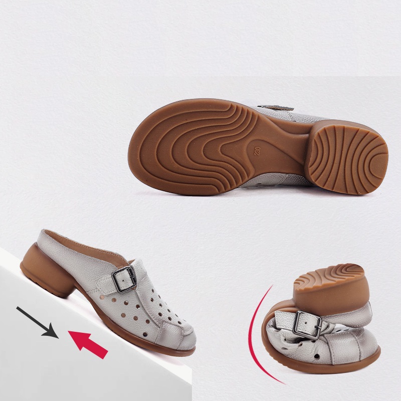 New Cow leather low heel sanda - Leather Work Flats บทวิจารณ์และราคา