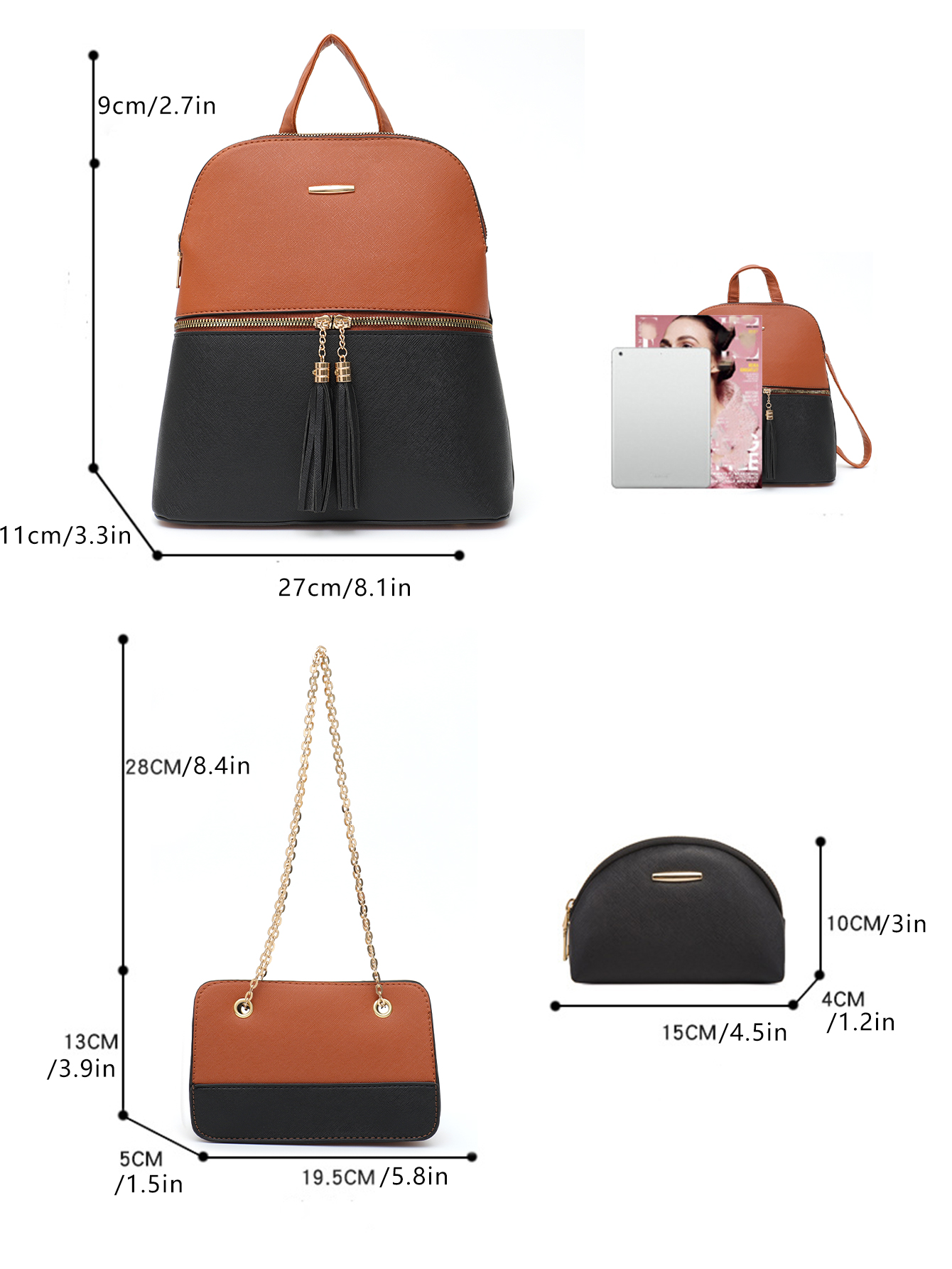 4 PCS Bags Set Women's Fashion - Leatherwork Wallet บทวิจารณ์และราคา