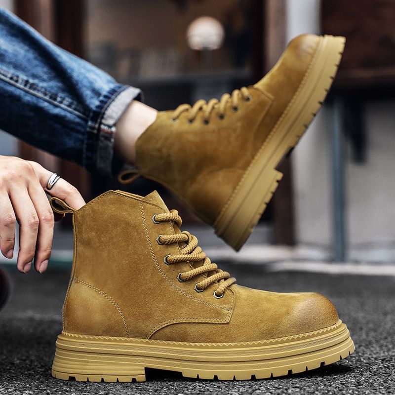 High Quality Men Ankle Boots F - Leather Work Flats บทวิจารณ์และราคา
