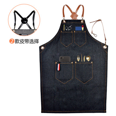 Floral PU Leather Straps Denim - Leatherwork Apron บทวิจารณ์และราคา