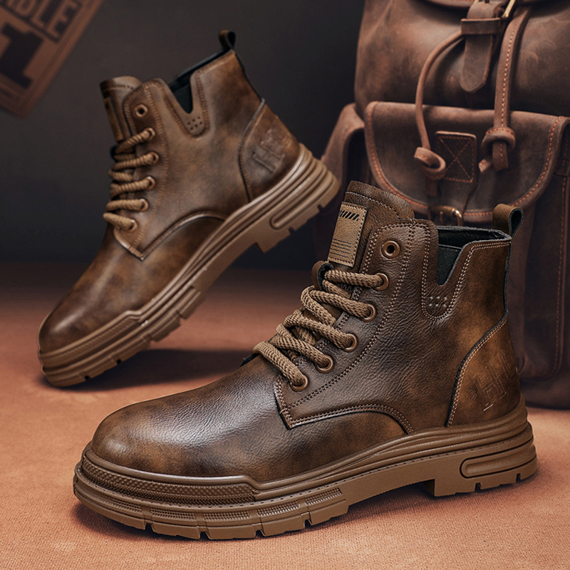 Youth Trendy Brown Soft Leathe - Leather Work Boots บทวิจารณ์และราคา