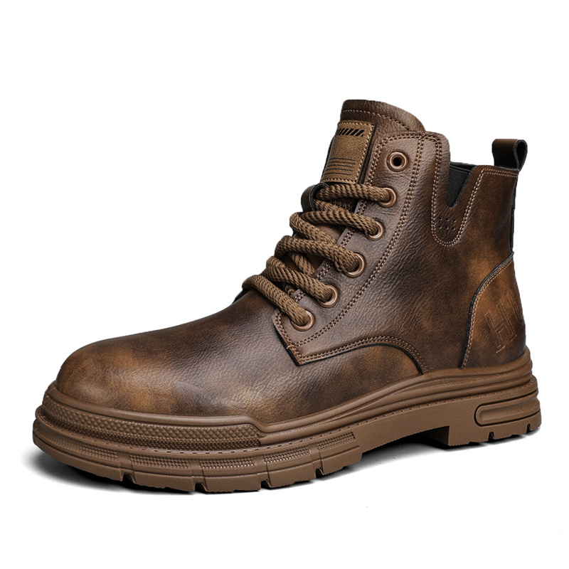 Youth Trendy Brown Soft Leathe - Leather Work Boots บทวิจารณ์และราคา