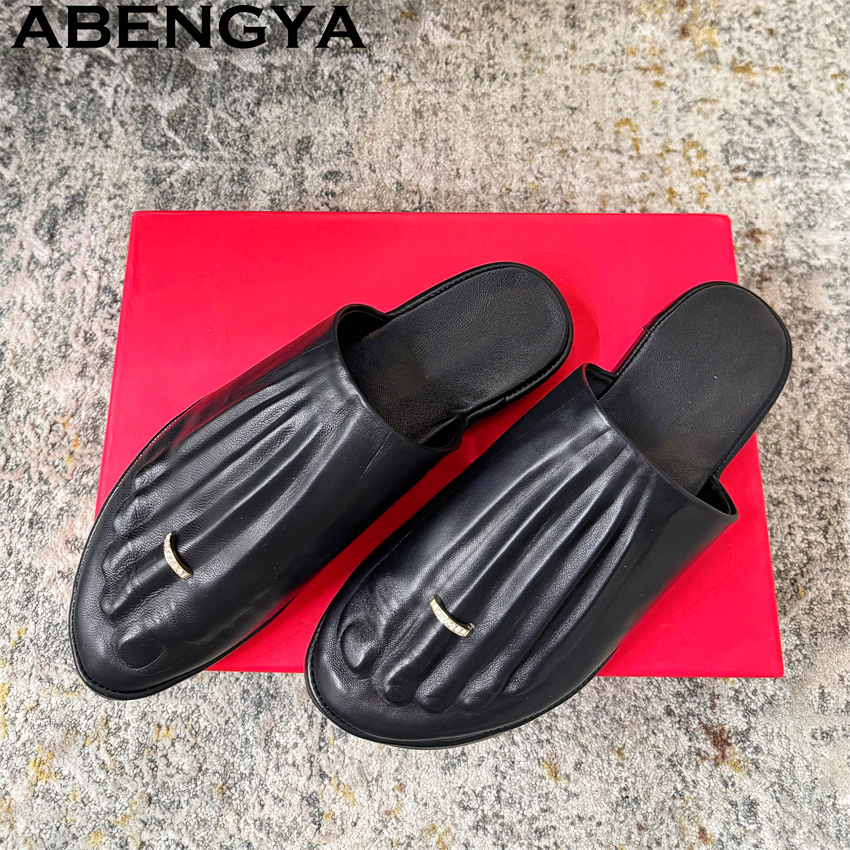 Black Real Leather Wrap Toe lo - Leather Work Flats บทวิจารณ์และราคา