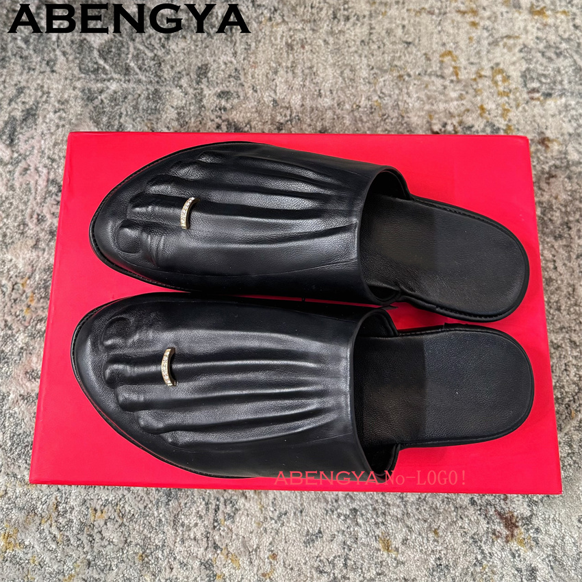 Black Real Leather Wrap Toe lo - Leather Work Flats บทวิจารณ์และราคา