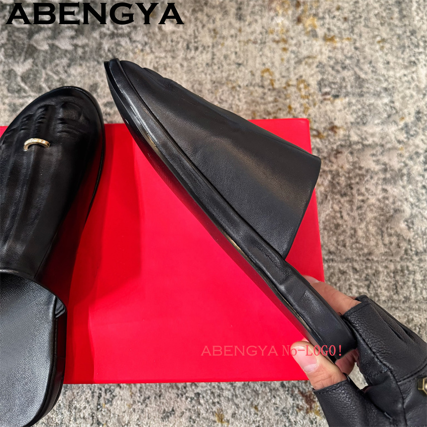 Black Real Leather Wrap Toe lo - Leather Work Flats บทวิจารณ์และราคา