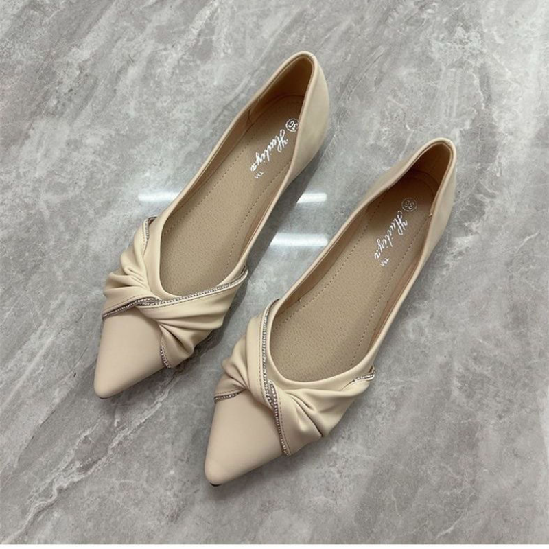 Flat shoes women's pointed hea - Leatherwork In French บทวิจารณ์และราคา