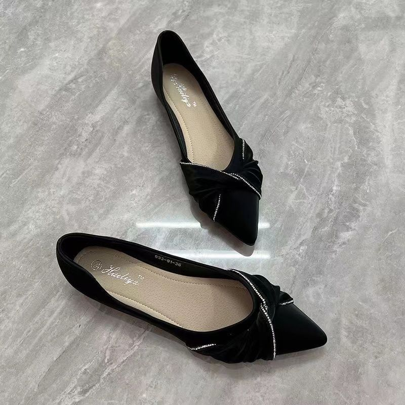 Flat shoes women's pointed hea - Leatherwork In French บทวิจารณ์และราคา