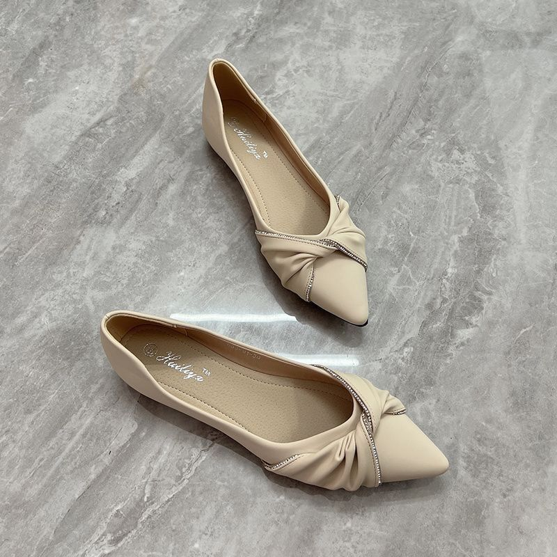 Flat shoes women's pointed hea - Leatherwork In French บทวิจารณ์และราคา