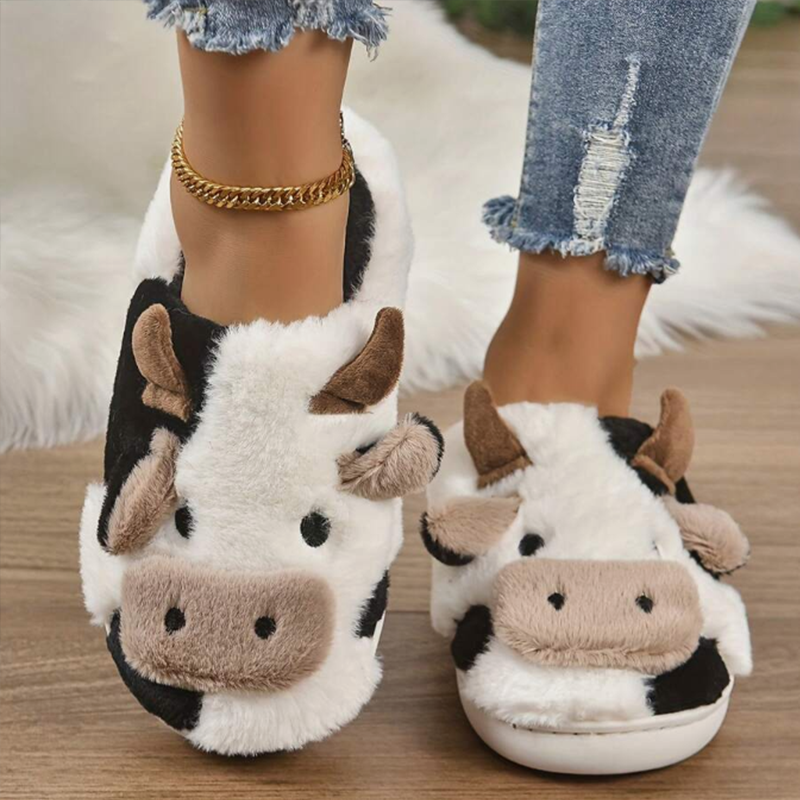 Soft Cow Slippers for Women -  - Leather Work Flats บทวิจารณ์และราคา