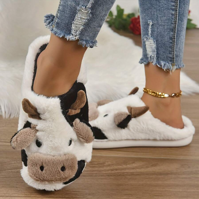 Soft Cow Slippers for Women -  - Leather Work Flats บทวิจารณ์และราคา