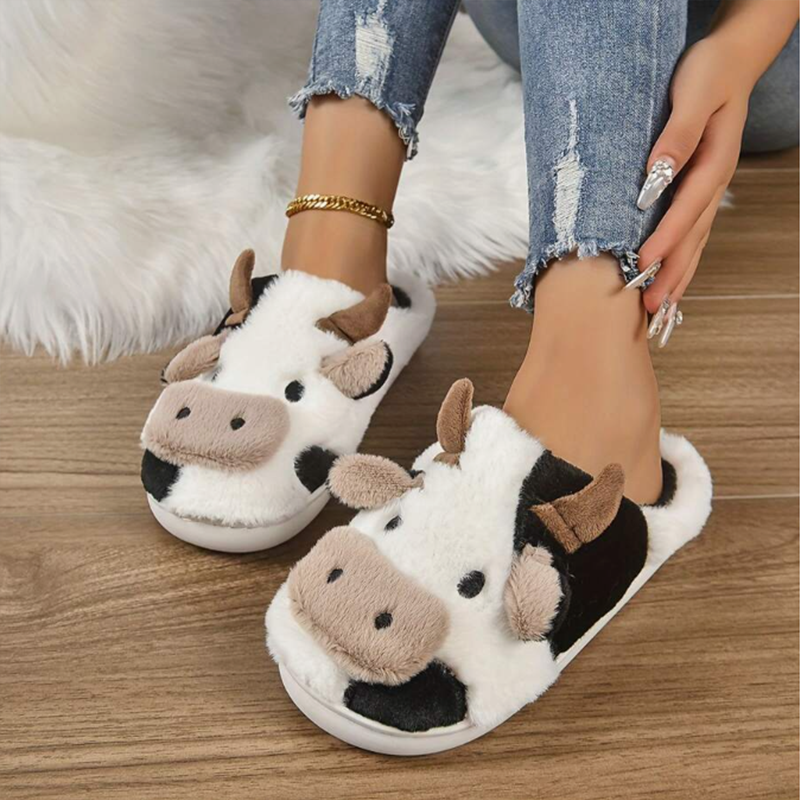 Soft Cow Slippers for Women -  - Leather Work Flats บทวิจารณ์และราคา