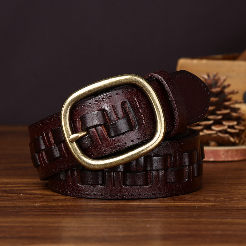 3.3cm Top Quality Vintage Hand - Leather Work Jeans บทวิจารณ์และราคา