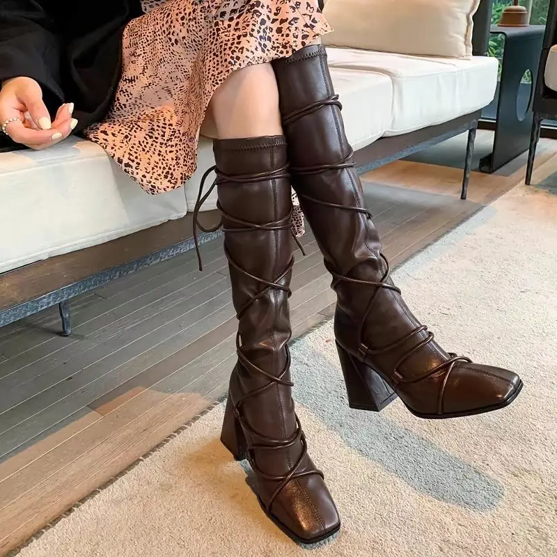 Autumn Winter Leather Strap Kn - Leather Work Boots บทวิจารณ์และราคา