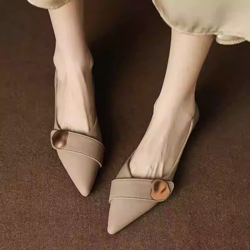 Pointed Toe Low Heel Pumps for - Leatherwork In French บทวิจารณ์และราคา