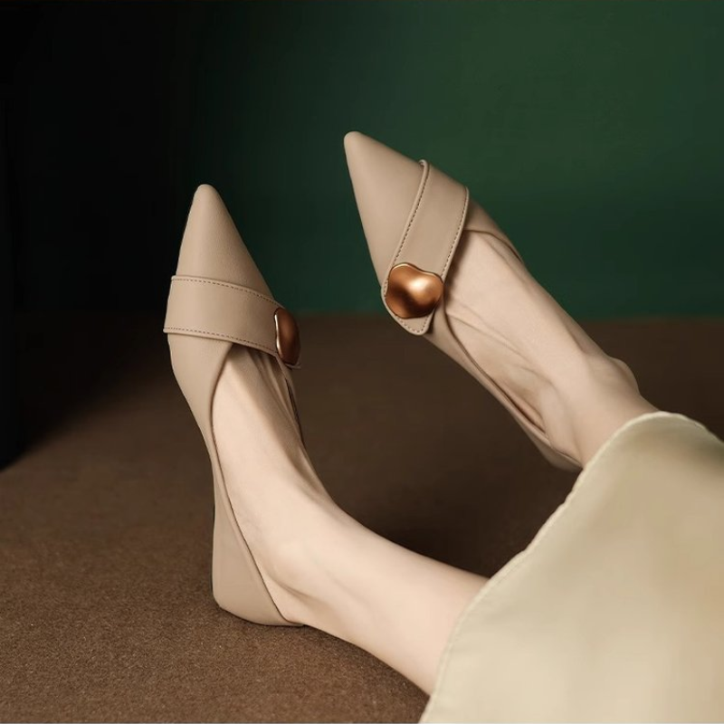 Pointed Toe Low Heel Pumps for - Leatherwork In French บทวิจารณ์และราคา