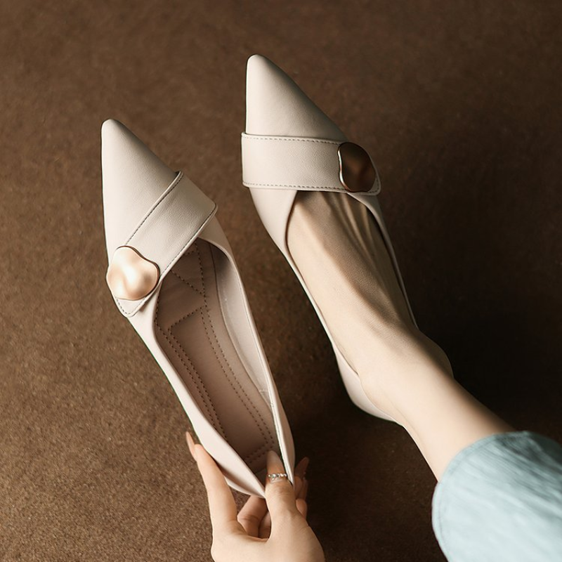 Pointed Toe Low Heel Pumps for - Leatherwork In French บทวิจารณ์และราคา