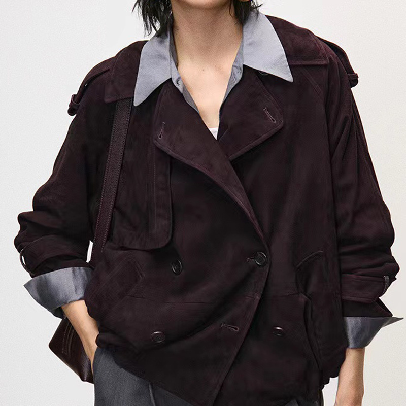 Real Suede Jacket Autumn Women - Leather Work For Kids บทวิจารณ์และราคา