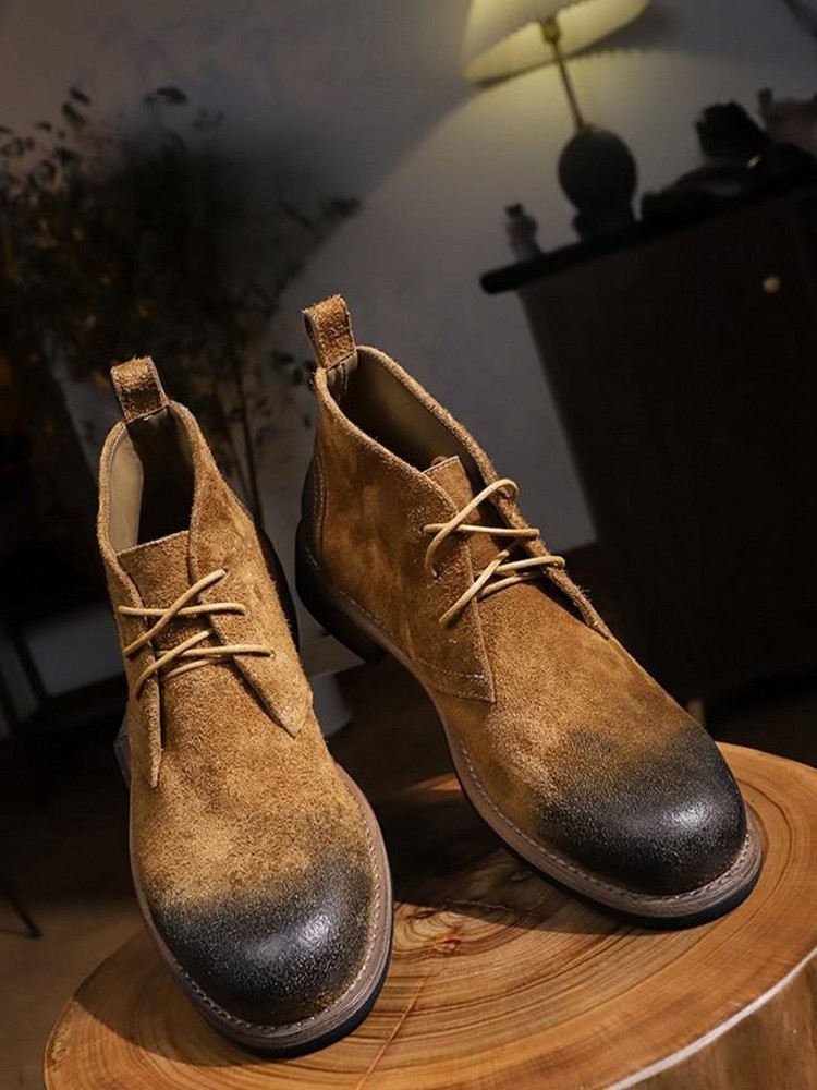 Fashion Versatile Male Lace-Up - Leather Work Boots บทวิจารณ์และราคา
